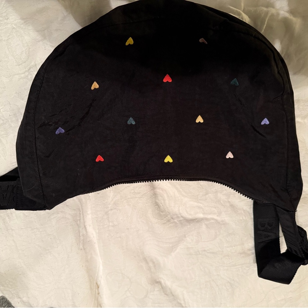 BAGGU Black Crossbody Bag with Colorful Heart Accents